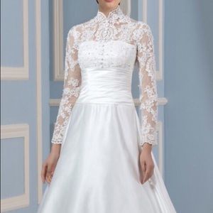 Never worn size 6 white satin wedding dress